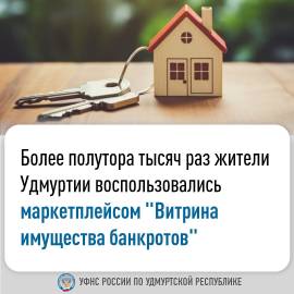 Более полутора тысяч раз жители Удмуртии воспользовались маркетплейсом «Витрина имущества банкротов». Более полутора тысяч раз жители Удмуртии воспользовались маркетплейсом «Витрина имущества банкротов».